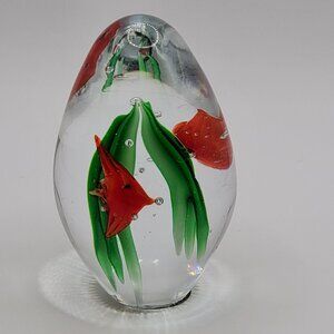 Vintage Dynasty Gallery Heirloom Collectibles Paperweight Red Fish Art Glass
